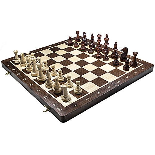 Schönes Tournament Schach Spiel Set NO. 5 | Master Of Chess | Edles Schachbrett Groß 48 x 48 cm | Wengeholz und Sykomore Schachspiel Holz Hochwertig - Staunton Chess Set für Alle von Master of Chess