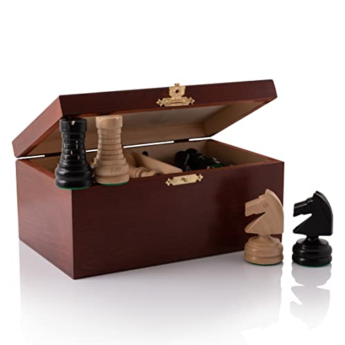 Tournament Chess Pieces in Luxus Box | Master of Chess | Gewichtete nur Schachfiguren Holz - Handgemachtes Championship Chess Set Ohne Schach Brett (Rustikale Figuren in Mahagoni Box) von Master of Chess