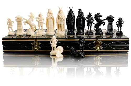 Master of Chess Black & White Edition Schachspiel Holzbrett/Kunststoffteile. (Wikinger) 2 Spieler von Master of Chess