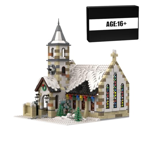 MasterBrickPlay Architektur Bausteine Bausatz, 1769 Klemmbausteine Haus Bauset, MOC Winterlandkirche Modular Haus Modellbausatz, Modular Building Spielzeug Geschenk MOC-147549 von MasterBrickPlay