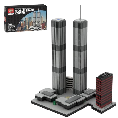 MasterBrickPlay Architektur Bausteine Bausatz, 982 Klemmbausteine Haus Bauset, MOC World Trade Center Modellbausatz, Modular Building Konstruktionsspielzeug Geschenk für Erwachsene von MasterBrickPlay