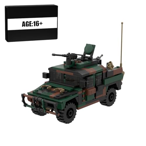 MasterBrickPlay Militärische Gepanzertes Fahrzeug Bausteine Kit, MOC M1043A1 Kampffahrzeug Modell, Militär Fahrzeug Klemmbausteine Spielzeug Geschenke (355 Teile) von MasterBrickPlay