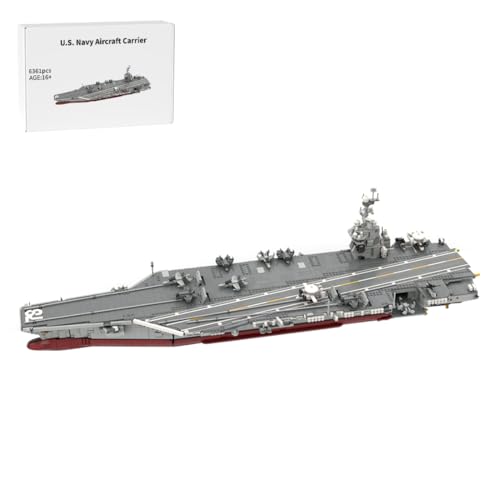 MasterBrickPlay Militärisches Kriegsschiff, 6361 Klemmbausteine Technik Modellbausatz Schiff, Flugzeugträger der U.S. Navy Schlachtschiff Modell, Technik Flugzeugträger Battleship von MasterBrickPlay