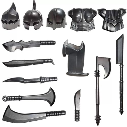 MasterBrickPlay Military Weapons Set, Mittelalterliche Rüstung Figur Tragen Medieval Knight Weapon Package Accessory Kit Knight Weapons Toy Set (71PCS) von MasterBrickPlay