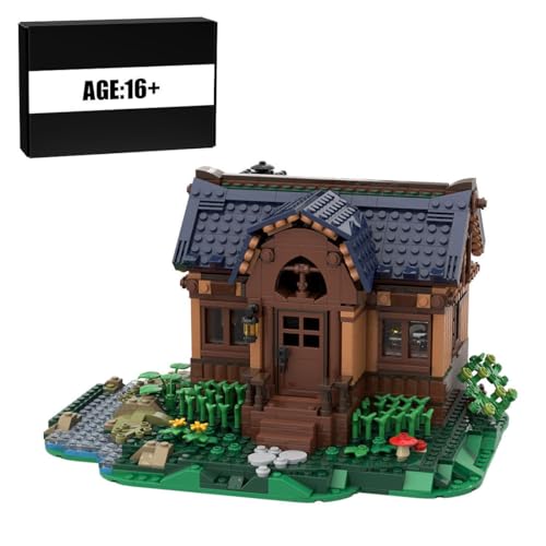 MasterBrickPlay Modular Haus Bausteine Modell, 1564 Klemmbausteine Architektur Modellbausatz, MOC Modular Buildings Dschungel Hütte Bausatz Spielzeug für Erwachsene MOC-154034 von MasterBrickPlay