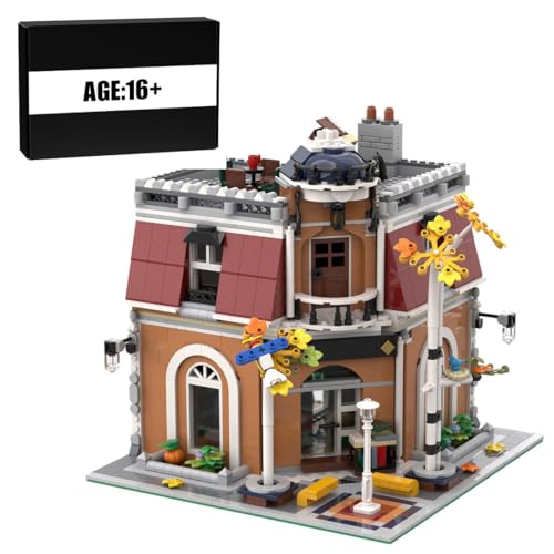 MasterBrickPlay Modular Haus Bausteine Modell, Buchhandlung Bausatz, Modular MOC Architektur Straßenansicht Modular Buildings Konstruktionsspielzeug für Erwachsene (2018 Teile) von MasterBrickPlay