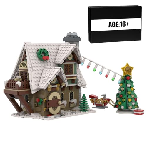 MasterBrickPlay Modular Haus Bausteine Modell, Weihnachten Elfchen Hütte Bausatz, Modular MOC Architektur Straßenansicht Modular Buildings Konstruktionsspielzeug für Erwachsene von MasterBrickPlay