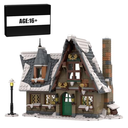 MasterBrickPlay Modular Haus Bausteine Modell, Weihnachten Winter Landgasthof Bausatz, Modular MOC Architektur Straßenansicht Modular Buildings Konstruktionsspielzeug für Erwachsene von MasterBrickPlay