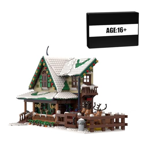 MasterBrickPlay Modular Haus Bausteine Modell, Weihnachts Schnee Szene Bausatz, Modular MOC Architektur Straßenansicht Modular Buildings Konstruktionsspielzeug für Erwachsene von MasterBrickPlay