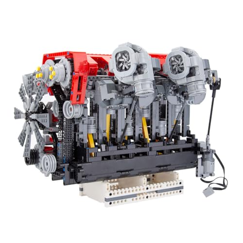 MasterBrickPlay Motor Bausteine Bausatz, DOHC Paralleler Twin Turbo Vierventil Reihensechszylinder Modell Technik Motor Bausatz, MOC Klemmbausteine Spielzeug (2291 Teile) von MasterBrickPlay