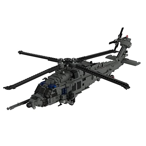 MasterBrickPlay Technik Helikopter Bausatz, HH-60W Jolly Green II Militärkopter MOC Flugzeug Bausteine, 1893 Teile Technik Hubschrauber Klemmbausteine Geschenk für Erwachsene von MasterBrickPlay