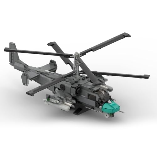 MasterBrickPlay Technik Helikopter Bausatz, Kamov KA-52 Militärkopter MOC Flugzeug Bausteine, 1039 Teile Technik Hubschrauber Klemmbausteine Geschenk für Erwachsene von MasterBrickPlay