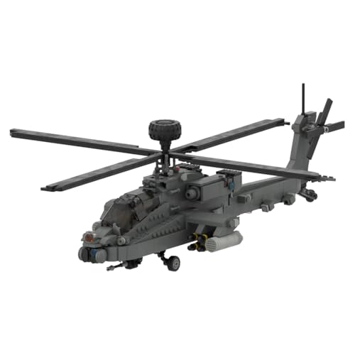 MasterBrickPlay Technik Helikopter Bausatz, MOC-104169 AH-64 Militärkopter MOC Flugzeug Bausteine, 995 Teile Technik Hubschrauber Klemmbausteine Konstruktionsspielzeug Geschenk für Erwachsene von MasterBrickPlay