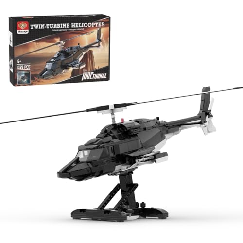 MasterBrickPlay Technik Helikopter Bausatz, Militärkopter MOC Flugzeug Bausteine, 1039 Teile Technik Hubschrauber Klemmbausteine Konstruktionsspielzeug Geschenk für Erwachsene von MasterBrickPlay