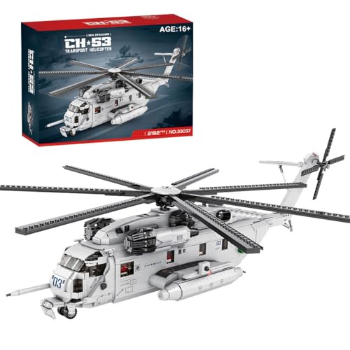 MasterBrickPlay Militärisches Hubschrauber Bausteine Kit, MOC-127265 CH-53E Militär Thema MOC Flugzeug Spielzeug, Militär Helikopter Klemmbausteine Geschenke für Erwachsene (2240 Teile) von MasterBrickPlay