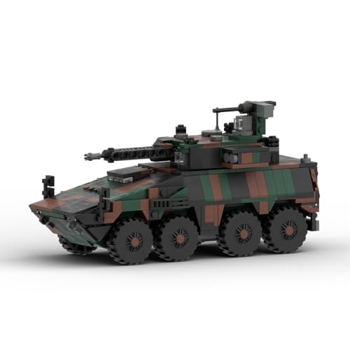 MasterBrickPlay Technik Kampffahrzeug Bausteine Kit, 1/35 Maßstab BOXER-8x8 CRV Current Armored Transport Vehicle, Militär Kampffahrzeug Klemmbausteine Geschenke (840 Teile) von MasterBrickPlay