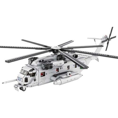 MasterBrickPlay Technik Militär Flugzeug Bausatz, MOC-127265 CH-53E MOC Hubschrauber Bausteine, 2192 Teile Technik Helikopter Klemmbausteine Konstruktionsspielzeug von MasterBrickPlay