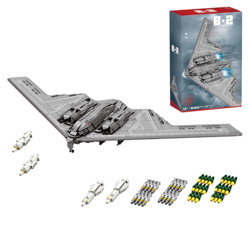 MasterBrickPlay Technik Militär Flugzeug Bausatz, MOC-166363 Maßstab 1/70 Bomber MOC Hubschrauber Bausteine, 2063 Teile Technik Helikopter Klemmbausteine Konstruktionsspielzeug von MasterBrickPlay