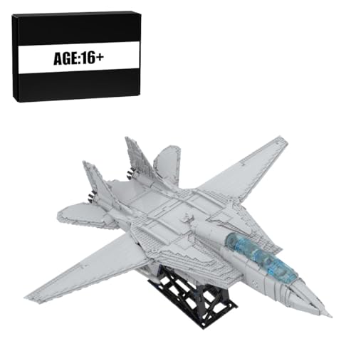 MasterBrickPlay Technik Militär Flugzeug Bausatz, Maßstab 1:21 F-14 Tomcat Jagdflugzeug MOC Hubschrauber Bausteine, 3200 Teile Technik Helikopter Klemmbausteine Geschenk für Erwachsene von MasterBrickPlay