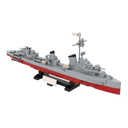 MasterBrickPlay Technik Militär Schiff Bausatz, Maßstab 1/300 Militärische Marinefregatte Bausteine, 548 Teile Technik Kriegsschiffe Klemmbausteine Konstruktionsspielzeug Geschenk von MasterBrickPlay