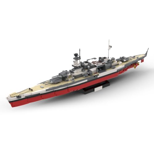 MasterBrickPlay Technik Modellbausatz Schiff, 2477 Klemmbausteine 1/300 Militär Schlachtschiff Bauspielzeug, Technik Kriegsschiffe Battleship Bausteine Konstruktionsspielzeug von MasterBrickPlay