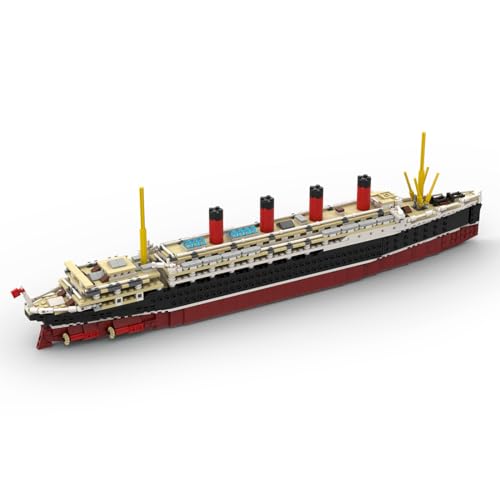 MasterBrickPlay Technik Schiff Bausatz, 1/400 RMS Lusitania Militär Submarine Bausteine, 1863 Teile Technik Kriegsschiffe Klemmbausteine Konstruktionsspielzeug Geschenk von MasterBrickPlay