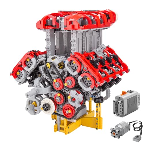 MasterBrickPlay V8 Motor Baustein Bausatz, Achtzylinder mit Doppel Turboaufladung Klemmbausteine Motor Blockbausatz, MOC Technik Spielzeug für Engine Fans (2830 Teile) von MasterBrickPlay