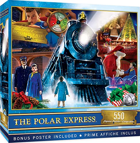 MasterPieces 550-teiliges Glitzer-Weihnachtspuzzle – Polar Express Ride 1,397-45,7 cm x 24 von MasterPieces