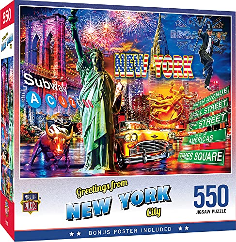 MasterPieces 550-teiliges Puzzle für Erwachsene, Familie oder Kinder – Grüße aus New York City – 45,7 x 61 cm von MasterPieces