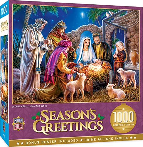 MasterPieces Dona Gelsinger Puzzle Holiday A Child is Born – Christus in der Krippe, 1000 Teile von MasterPieces