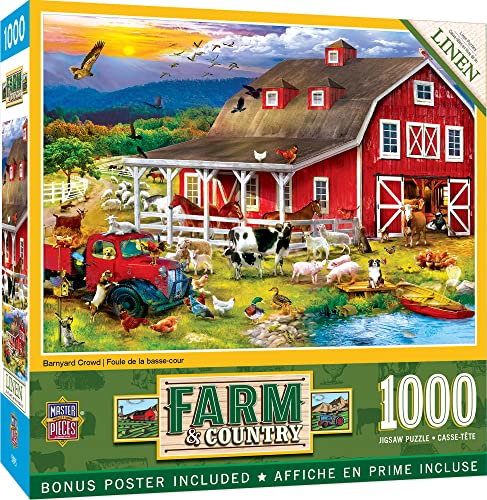 MasterPieces 1000-teiliges Puzzle für Erwachsene, Familie oder Kinder – Barnyard Crowd – 48,9 x 67,9 cm von MasterPieces