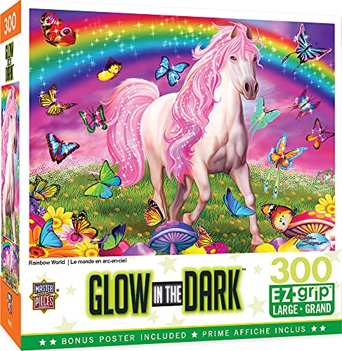 MasterPieces 300 Teile EZ Grip Glow in the Dark Puzzle – Rainbow World – 45,7 x 61 cm von Masterpieces