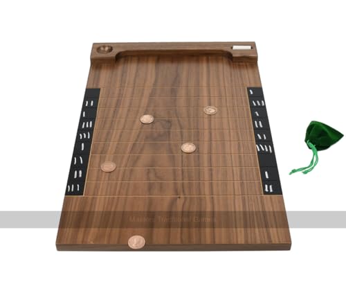 Masters Premium Shove Ha'penny Board - Wooden Shove Halfpenny Game with Real Halfpenny Coins - Classic British Pub Game Made In UK von Masters Traditional Games