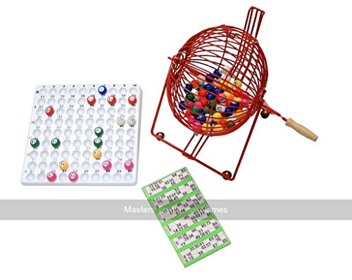 Masters Traditional Games Standard Bingo Cage Set - Tombola Game for Pubs - Home Bingo Game - Metal tombola cage, 90 Balls, Tray and Tickets - Family Game - Lotto von Masters Traditional Games