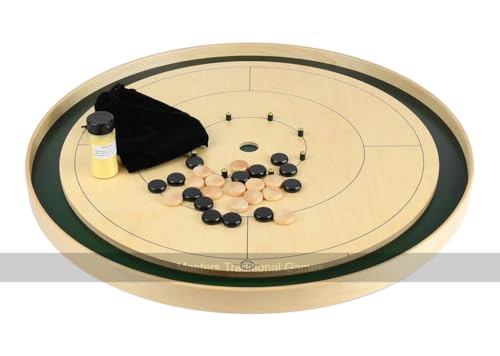 Tracey Tour Championship Crokinole Board - Masters Edition - Green Ditch and Hole - Official Size - 26 Disks and Playing Wax Included von Masters Traditional Games