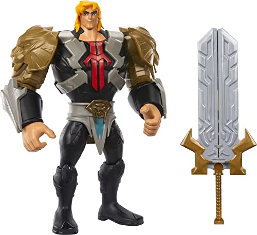 Masters of the Universe and He-Man Figur Deluxe Großer He-Man mit Schwert, MOTU Sammelspielzeug mit Angriffsbewegung und Zubehör, Netflix-Serie von Masters of the Universe