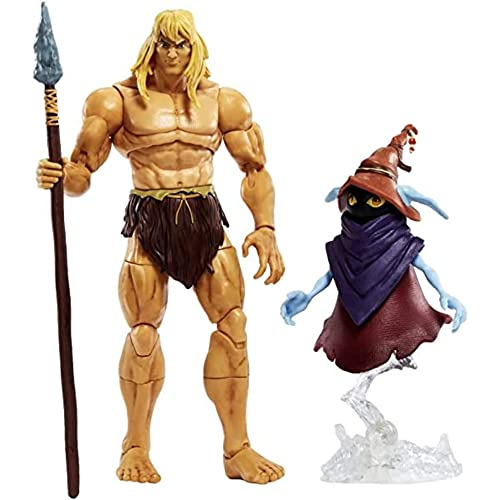 Masters of the Universe GYY41 - MOTU Masterverse Revelation Savage He-Man Deluxe Actionfigur mit 30+ beweglichen Gelenken, 3 Waffen, Gurtzeug & Orko Figur mit 'schwebendem' Sockel, ab 6 Jahren von Masters of the Universe