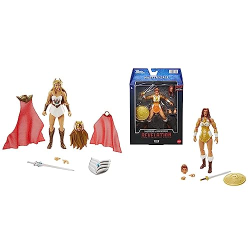 Masters of the Universe HDR61 - Masterverse She Ra Deluxe Action Figur mit Zubehörteilen & Masterverse Revelation Teela Action Figure 7-in MOTU Battle Figures for Storytelling Play and Display von Masters of the Universe