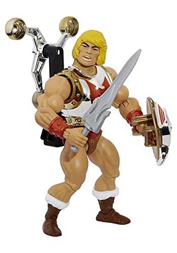 Masters of the Universe HDT22 - Origins Deluxe He-Man mit fliegenden Fäusten, 14 cm große Actionfiguren, zum Spielen und Sammeln, Spielzeug Geschenk für Kinder ab 6 Jahren und erwachsene Sammler von Masters of the Universe