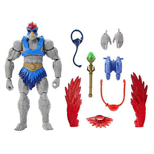 Masters of the Universe Masterverse Actionfigur Stratos, detailreiche Sammelfigur des Anführers der Vogelmenschen mit Zubehör, bewegliches MOTU Spielzeug, HLB41 von Masters of the Universe