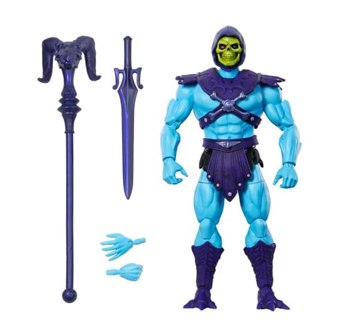 Masters of the Universe Masterverse Skeletor Vintage Collection Actionfigur, 18 cm, mit Zubehör, Schwert und Stab, Blau und Violett von Masters of the Universe