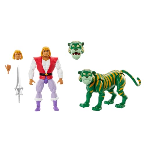 Masters of the Universe Origins Actionfigur 2er-Pack, Cartoon-Kollektion Prinz Adam und Cringer, ca. 14 cm große MOTU-Spielzeuge, über 16 Bewegungspunkte, HTH30, [Mehrfarbig] von Masters of the Universe