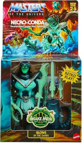 Masters of the Universe Origins Necro-Conda Actionfigur, Schlangenmenschen, 14 cm, mit Zubehör, Grün-Metallic von Masters of the Universe