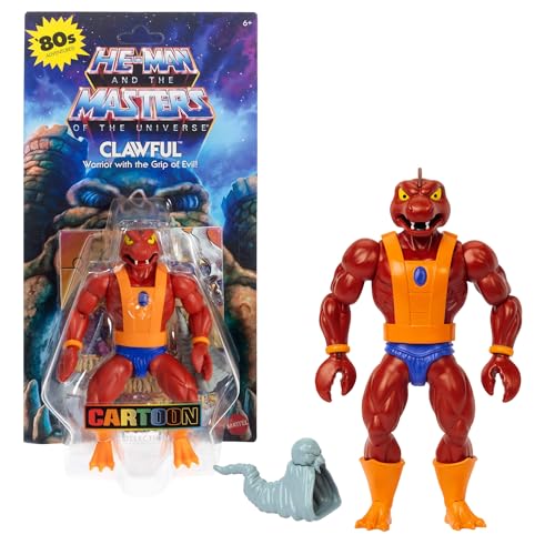 Masters of the Universe Origins-Spielzeug, Clawful-Actionfigur aus der Cartoon-Kollektion, ca. 14 cm großer Motu-Schurke, 16 Bewegungspunkte, Horn des Bösen und Mini-Comic, HYD39 von Masters of the Universe