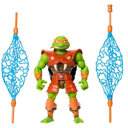 Masters of the Universe Origins Turtles of Grayskull Michelangelo Reptile Wars Bewegliche Actionfigur, Teenage Mutant Ninja und MOTU Crossover Hero Mikey-Spielzeug, JBN02 von Masters of the Universe