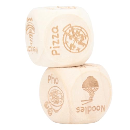 2pcs Food Decision Dice Pine Wood Vielseitige Optionen Lustige Verabredung Nacht Lebensmittel Entscheidung Würfel für Jubiläums Weihnachten von Masyrt