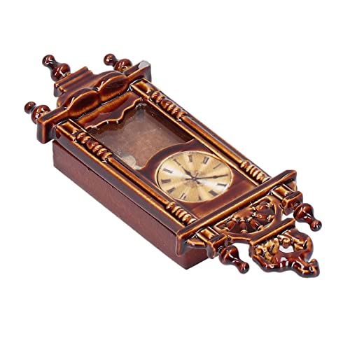 Elegant 1:12 Skala Vintage Wood und Legierpuppenhaus Uhr, Antike Miniatur -Wanduhr Dekor für Puppenhaus von Masyrt