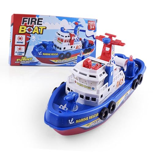 Elektrisches Feuerboot, Spielzeugboot Elektrisch mit Musik und Leichtem Wasserspray Marine Fire Fire Pretction Model von Masyrt