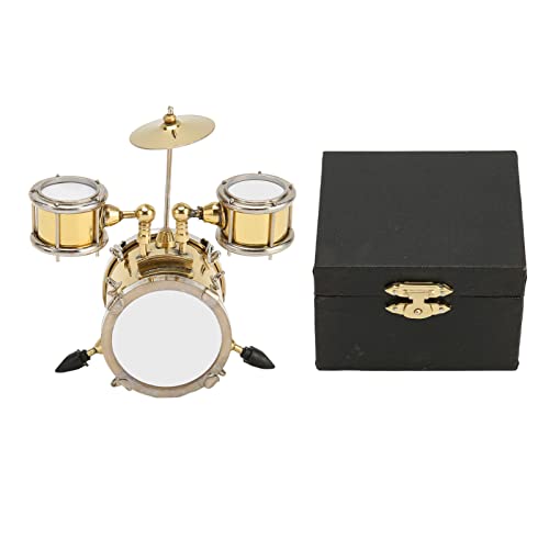 Handgemachtes Mini-Instrument Trommelmodell Dekoration Modell Miniatur Kupfer-Drum-Set mit Etui Mini Percussion Musikinstrument Muster Ornament von Masyrt