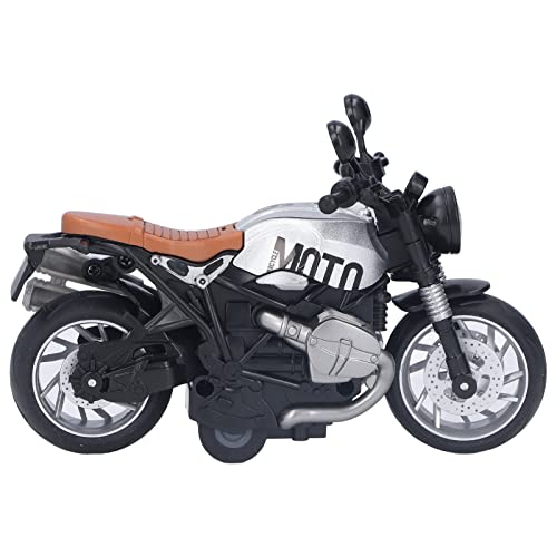 Masyrt 1:12 Motorradspielzeug mit Coolem Retro -Design und Beleuchtung, Alloy Bike Model für (Silberschwarz) von Masyrt